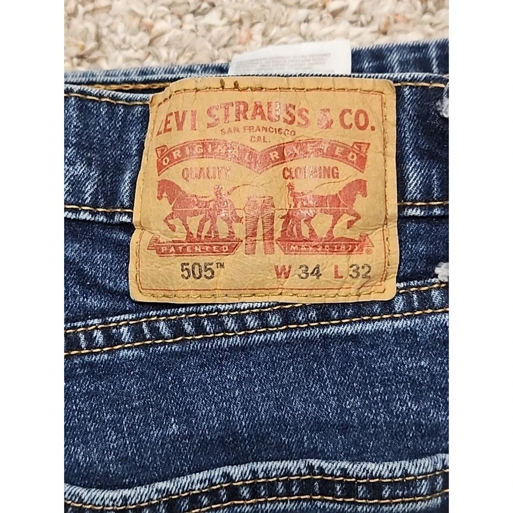 Levi's 505 Jeans Mens 34x32 Denim Straight Actual Dark 32x31 Actual Cotton Blend
